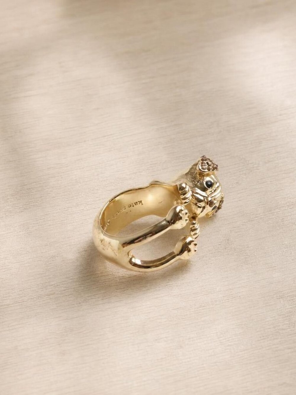 Kate Spade Puppy Gold Wrap Ring Size 6 - Picture 2 of 2